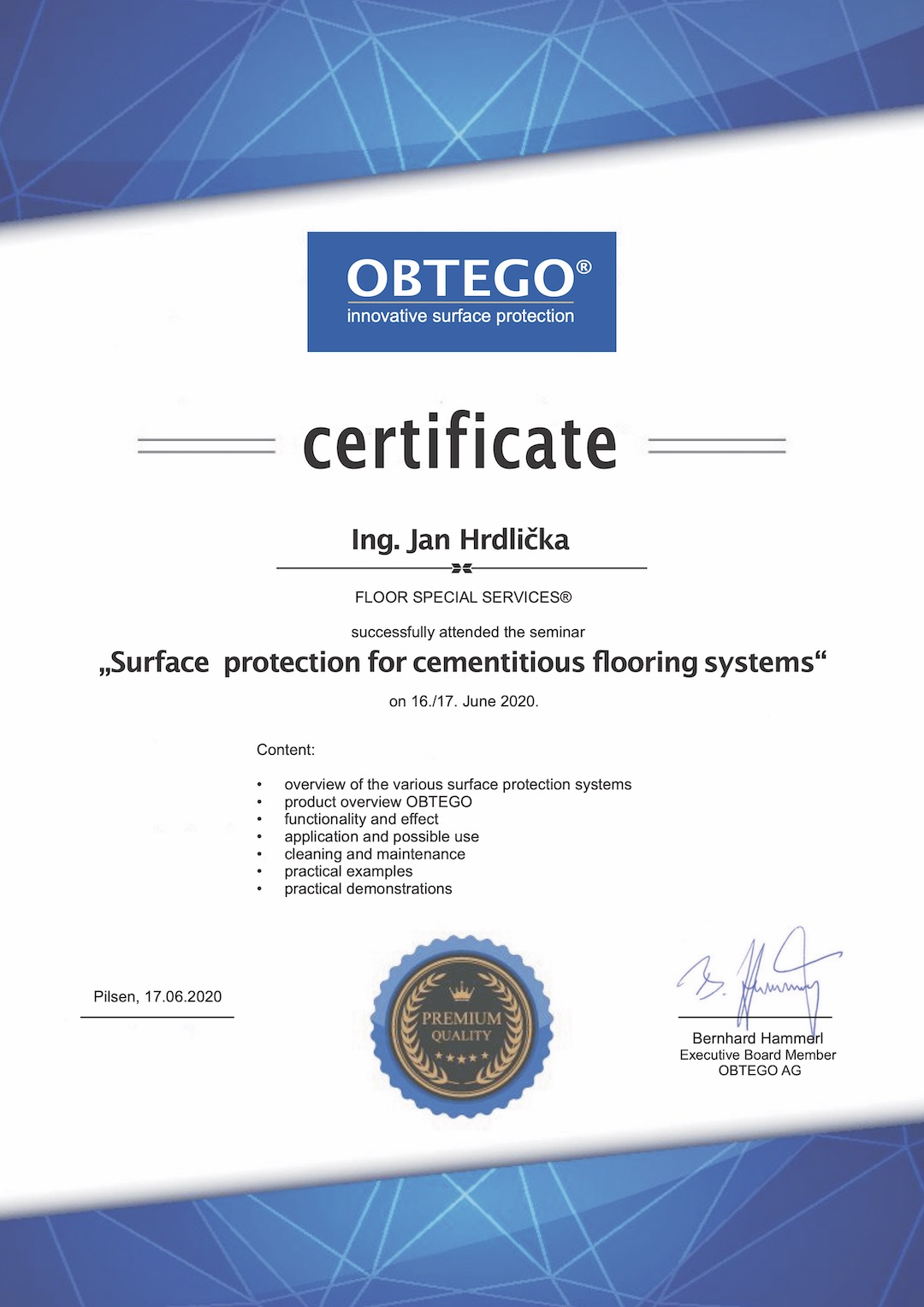 Certifikace OBTEGO